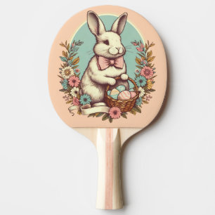 Raquette De Ping Pong Cute, lapin de Pâques vintage/oeuf/panier