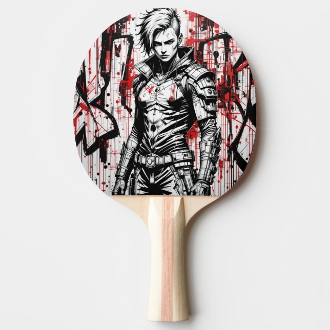 Raquette De Ping Pong Cyberpunk Guerrier Graffiti Ping Paddle - (Devant)