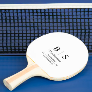 Raquette de Ping Pong de mariage à monogramme pers