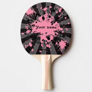 Raquette De Ping Pong Déchets de peinture rose noir et gris personnalisé