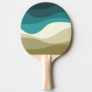 Raquette De Ping Pong Décor des vagues de style rétro coloré
