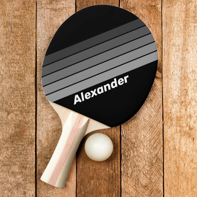 Raquette De Ping Pong Dégradé arc-en-ciel sombre avec nom (Créateur téléchargé)