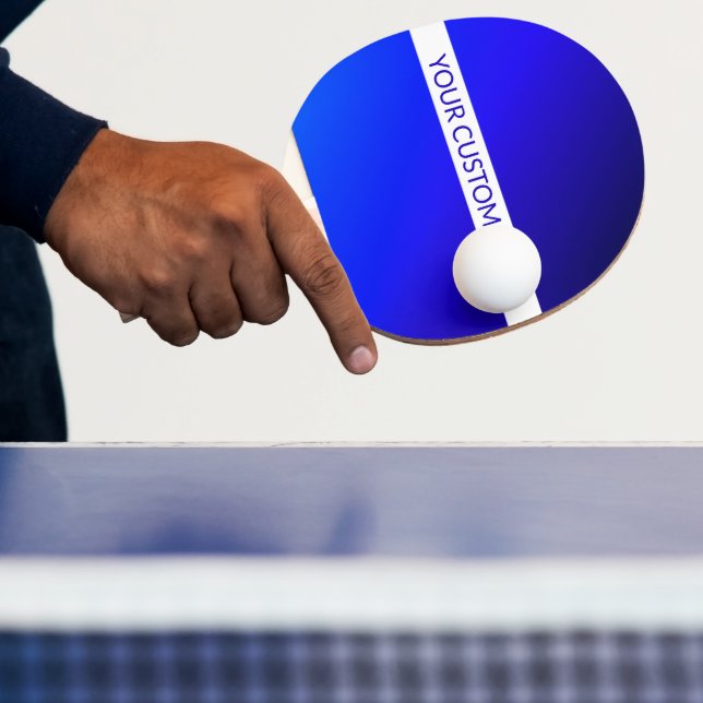 Raquette De Ping Pong Dégradé bleu et texte modifiable sur bande blanche (Insitu)