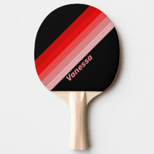 Raquette De Ping Pong Dégradé Cramoisi Rayé avec Nom