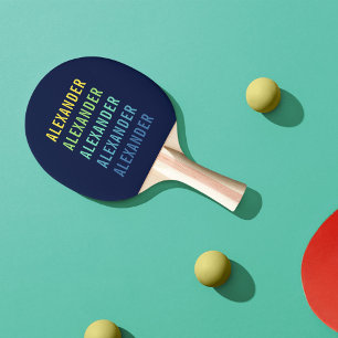Raquette De Ping Pong Dégradé de couleurs amusant avec nom personnalisé
