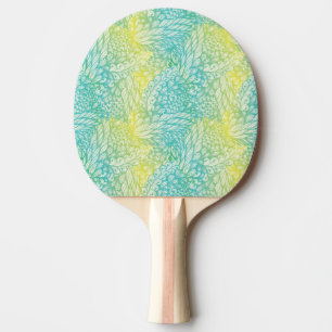 Raquette De Ping Pong Dégradé Floral Vintage Jaune Et Bleu
