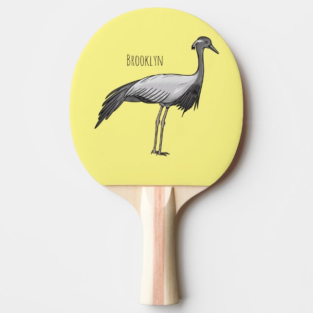 Raquette De Ping Pong Demoiselle crane bird cartoon illustration (Devant)