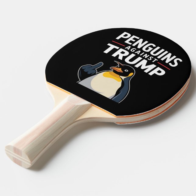 Raquette De Ping Pong Des palmes de pingouin contre Trump (Devant Angle)