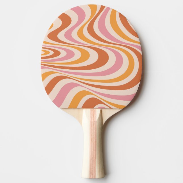 Raquette De Ping Pong Design abstrait rose et orange (Devant)