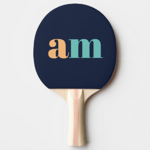Raquette De Ping Pong Design monogramme élégant et turquoise