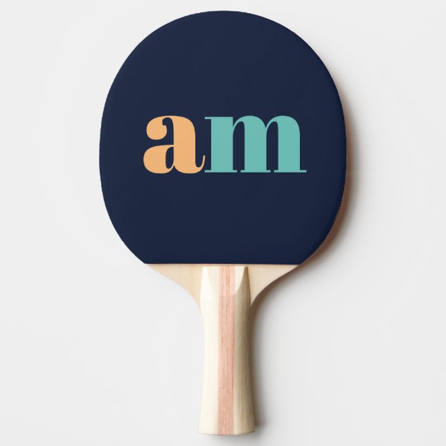 Raquette De Ping Pong Design monogramme élégant et turquoise (Devant)