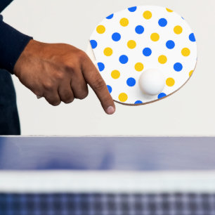 Raquette De Ping Pong Dessin à points blancs bleus jaunes 