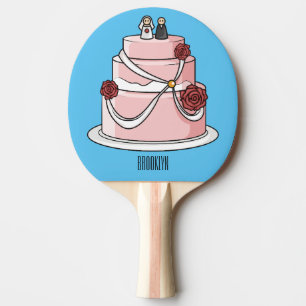 Raquette De Ping Pong dessin animé de gâteau mariage