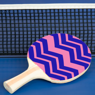 Raquette De Ping Pong Dessin chevron zigzag rose bleu