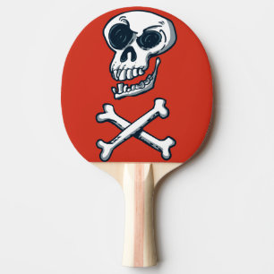 Raquette De Ping Pong dessin humoristique crâne et os