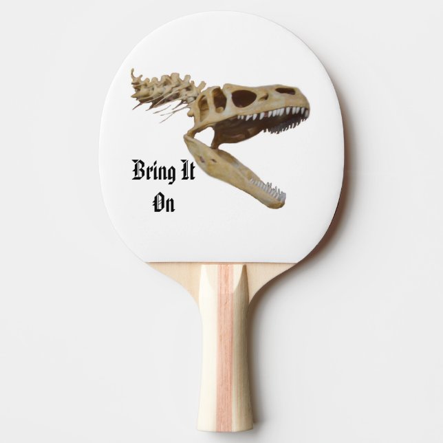 Raquette De Ping Pong Dinosaure Avec L'Apporter Sur Texte, (Devant)