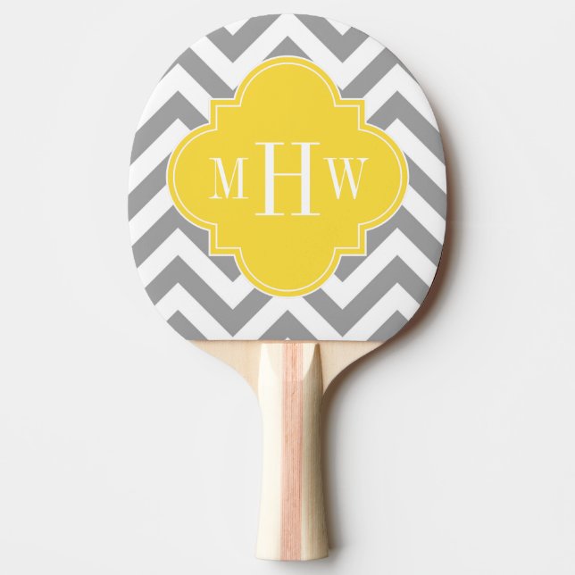 Raquette De Ping Pong Dk Gray Lg Chevron Pineapple Quatrefoil 3 monogram (Devant)