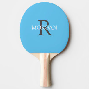 Raquette De Ping Pong do-it-yourself Monogramme & Nom, Texte gris et bla