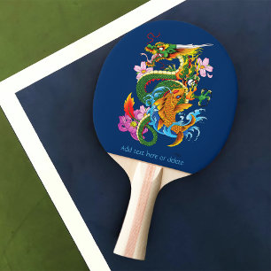 Raquette De Ping Pong Dragon chinois vert Koi
