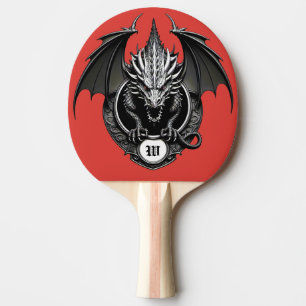 Raquette De Ping Pong Dragon Gris avec des Yeux Jaunes 