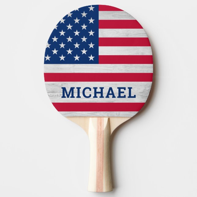 Raquette De Ping Pong Drapeau américain Patriotique Rouge Blanc Bleu (Devant)