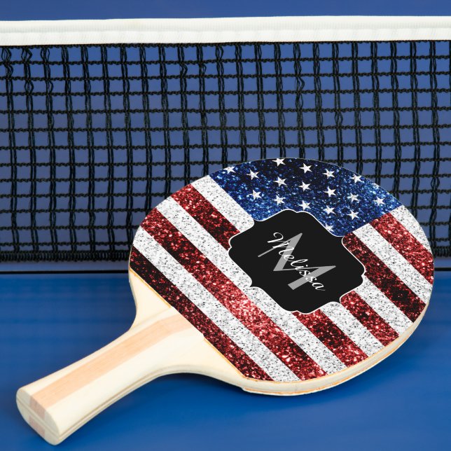Raquette De Ping Pong Drapeau américain rouge blanc brillant parties sci (Insitu)