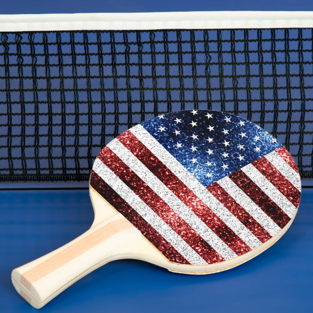 Raquette De Ping Pong drapeau américain rouge blanc brillant parties sci (Insitu)