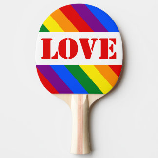 Raquette De Ping Pong Drapeau arc-en-ciel LGBTQ+ avec amour pour le mois