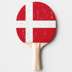 Raquette De Ping Pong Drapeau danois éraillé et rayé