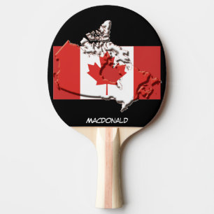 Raquette De Ping Pong DRAPEAU DU CANADA & CARTE Noir Personnalisé
