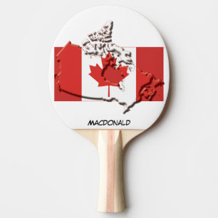 Raquette De Ping Pong DRAPEAU ET CARTE DU CANADA Personnalisé