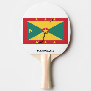 Raquette De Ping Pong DRAPEAU ET CARTE GRENADA Personnalisé