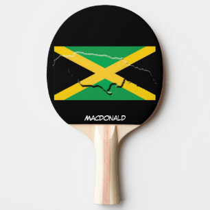 Raquette De Ping Pong DRAPEAU ET CARTE JAMAÏQUE NOIR personnalisé