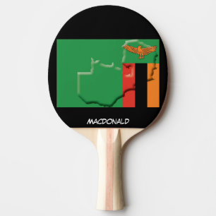 Raquette De Ping Pong DRAPEAU ET CARTE ZAMBIE NOIR personnalisé