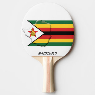 Raquette De Ping Pong DRAPEAU ET CARTE ZIMBABWE Personnalisé