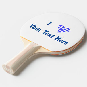 Raquette De Ping Pong Drapeau grec personnalisé cœur amour
