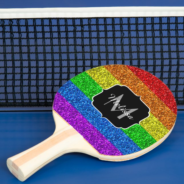Raquette De Ping Pong Drapeau LGBT vibrante parties scintillant arc-en-c (Insitu)