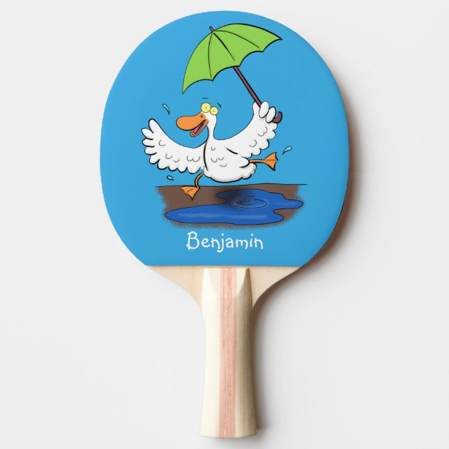 Raquette De Ping Pong Drôle canard avec parapluie dessin animé (Devant)