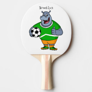 Raquette De Ping Pong Drôle de joueur de football hippo dessin humoristi