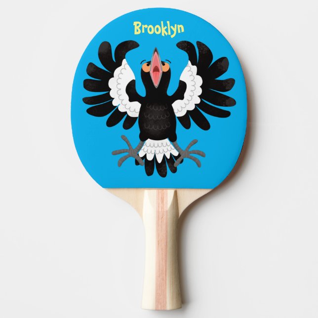 Raquette De Ping Pong Drôle dessin animé de Magpie australienne (Devant)
