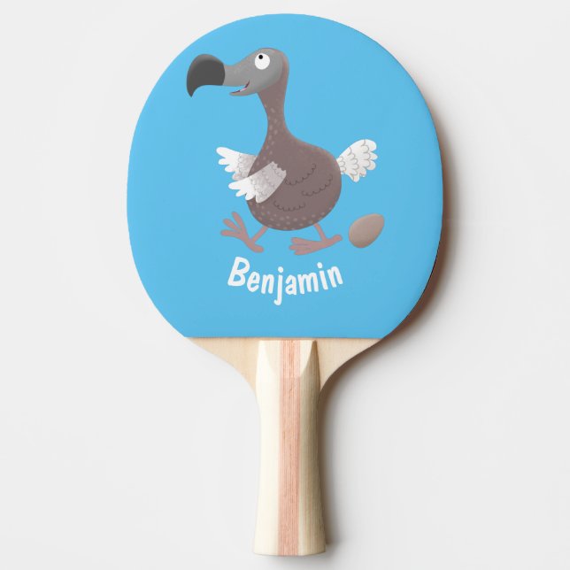 Raquette De Ping Pong Drôle dessin animé d'oiseau de dodo (Devant)