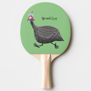 Raquette De Ping Pong Drôle dessin animé d'oiseau de Guineafowl