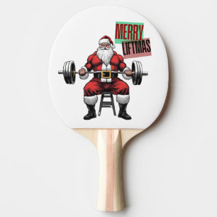 Raquette De Ping Pong Drôle Fitness Noël Vies de Noël Barbell Père Noël