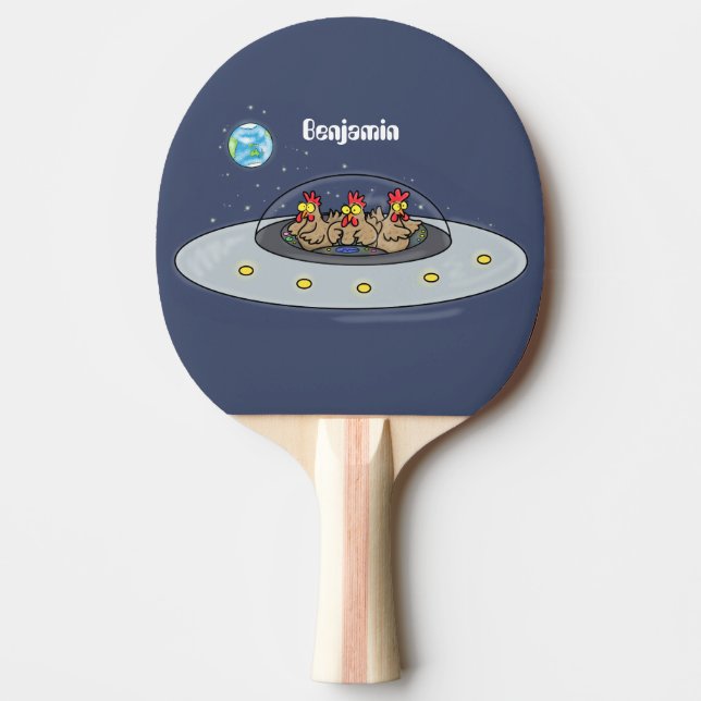 Raquette De Ping Pong Drôle poule dans l'espace dessin animé (Devant)