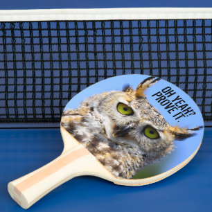Raquette De Ping Pong Drôle Surpris Beau Grand Chouette à la Corne
