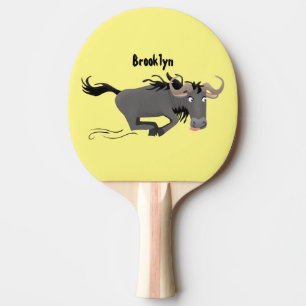 Raquette De Ping Pong Drôle wildebeest tourner dessin animé illustration