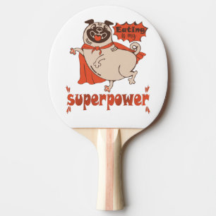 Raquette De Ping Pong Eating is my superpower red cloak pug comic style 