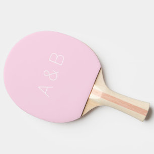 Raquette De Ping Pong Écran monogramme personnalisé blanc rose clair
