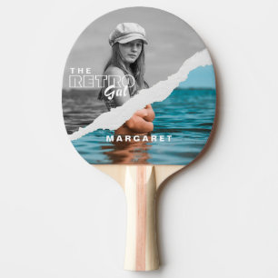 Raquette De Ping Pong Écran photo Retro élégant noir et blanc