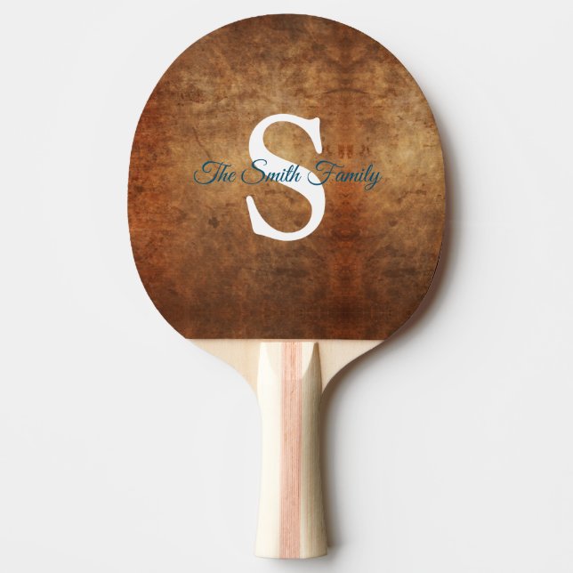 Raquette De Ping Pong Élégant Burnt Orange Monogramme (Devant)